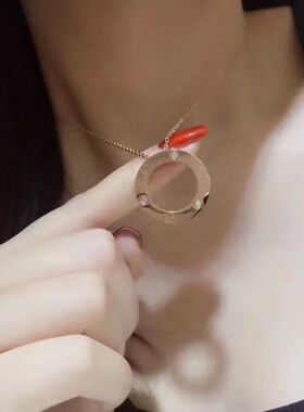 大饼项链女不掉色18K玫瑰金轻奢高级感百搭锁骨链潮螺丝钉项饰