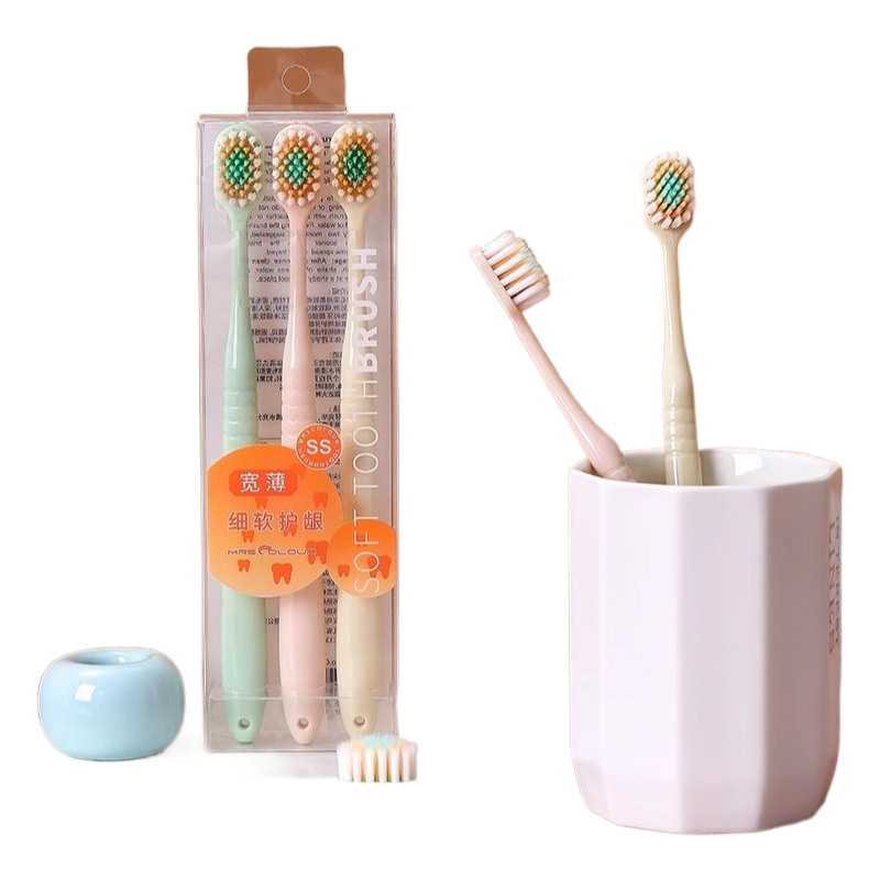 大头牙刷软毛商超品质成人宽头家用软毛牙刷家庭装螺旋刷丝三色