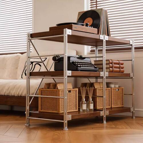 书本商品陈列展示架家用落地收纳架厨房储物架子日式原木风置物架 - 图3