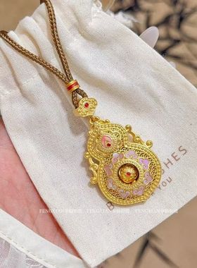 「璃葫」2025新品民族风花丝葫芦吊坠女鎏金毛衣链挂坠国潮风项链