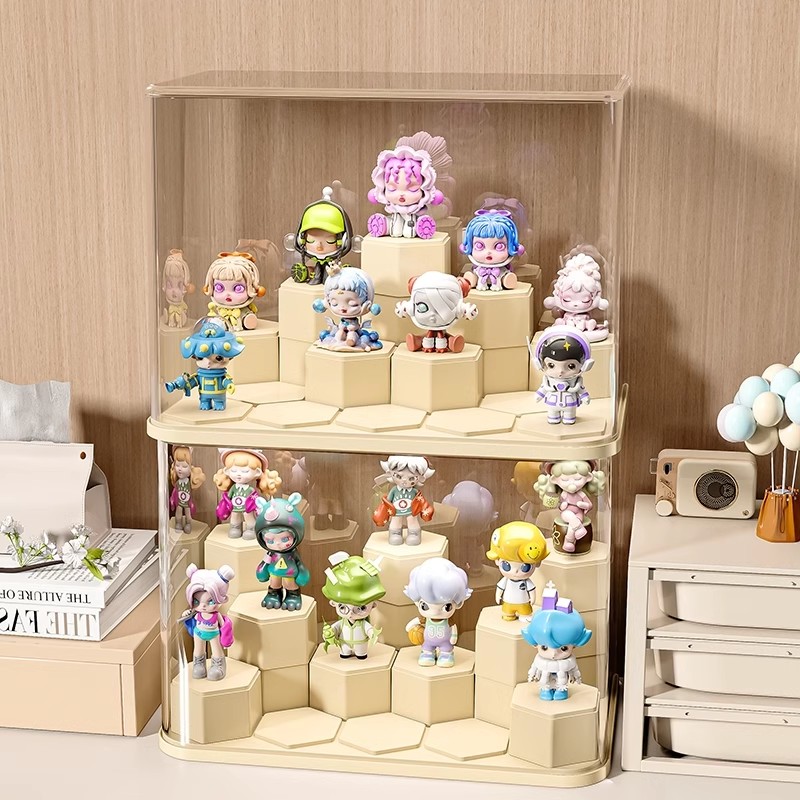 Acrylic blind box storage display stand hand-held storage box dust-proof desktop storage ornaments toy building block display cabinet