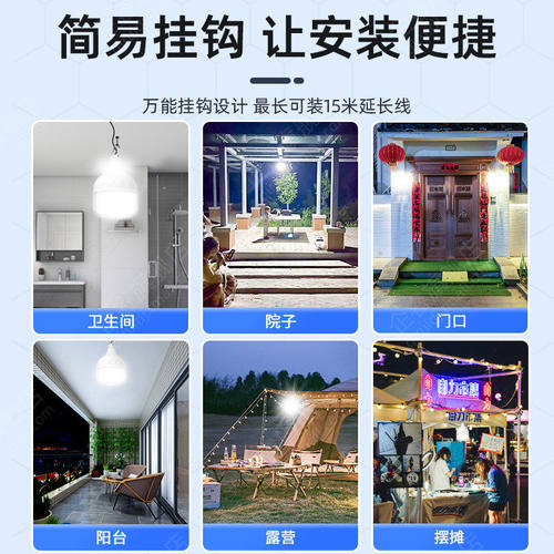 2026新款太阳能户外庭院家用充电室内照明一拖二分体式挂灯泡超亮 - 图3