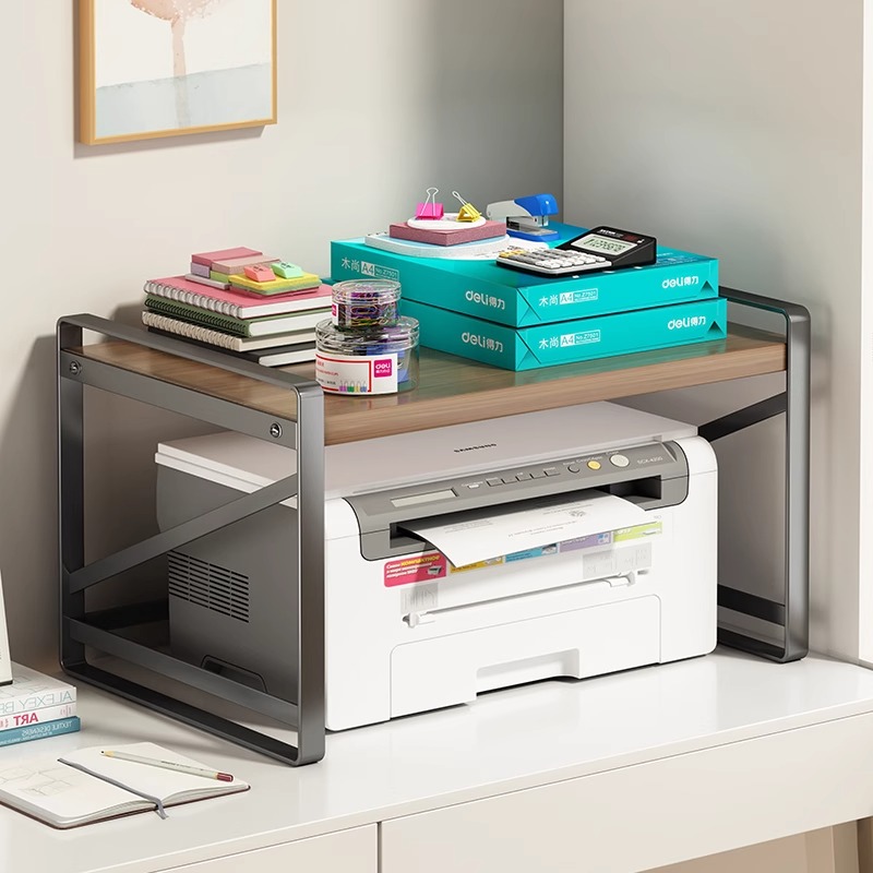 打印机架子桌面双层置物架办公室桌上主机收纳架分层承重台面加高 - 图0