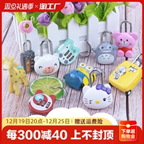 Cute Cartoon Code Lock Padlock Dorm Lock Cabinet Door Lock Steel Wire Lock Rust-proof Anti Theft Wardrobe Suitcase small locking head