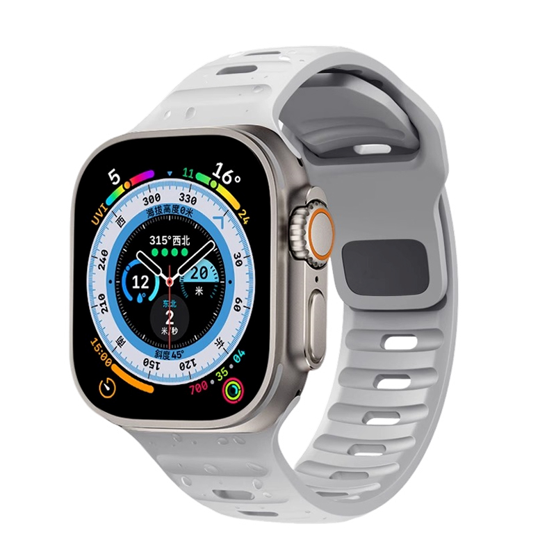 适用iwatchultra2手表表带绿橙运动硅胶非氟橡胶applewatch87se6/5高级新款创意男生苹果9代女41/44/45mm防水