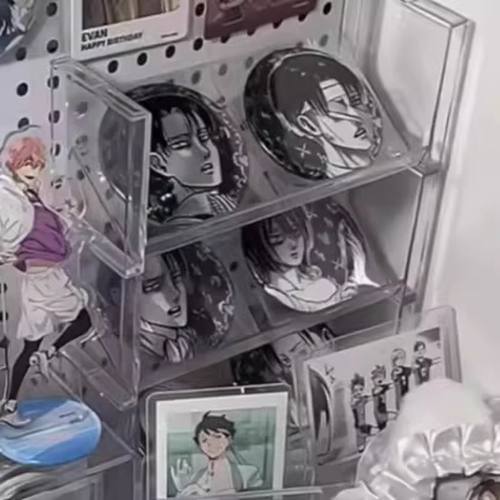 吧唧谷子展示架收纳盒亚克力桌面透明摆台卡牌卡片徽章陈列置物架 - 图3