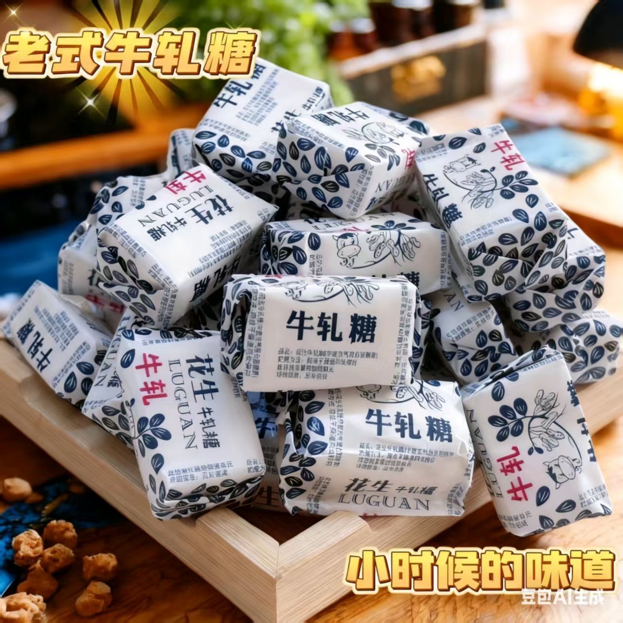 花生牛轧糖批发正宗花生糖牛扎糖老牌子老式奶糖年货喜糖零食糖果 - 图0