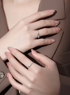 S925纯银丘比特之羽情侣戒指一对时尚高级感小众设计情侣款对戒