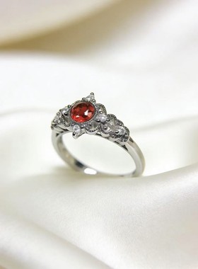 天然石榴石戒指女复古宫廷