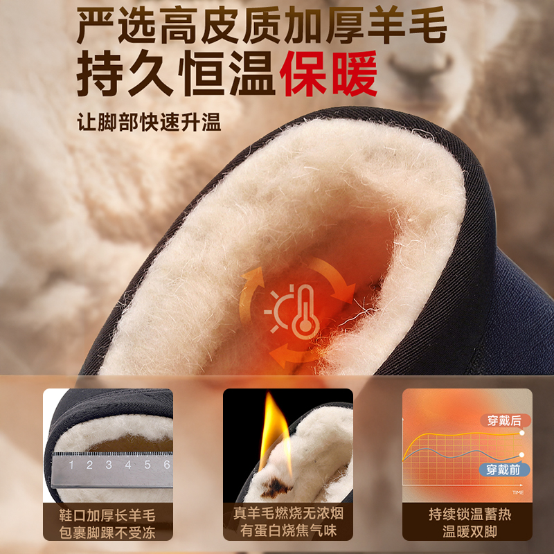 加绒一脚蹬防滑老头棉鞋2025冬季新款爸爸牛筋底保暖老北京布鞋男 - 图0