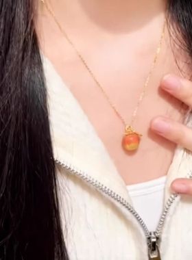 幻彩温变苹果吊坠项链遇热变色锁骨链圣诞节礼物送女友闺蜜感温