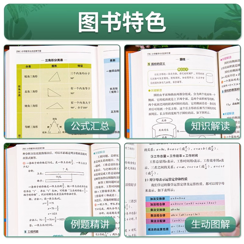 2023新版 小学数学公式定律大全手册人教版小学生1一6年级知识点汇总正版卡片常用考点及公式定理全解词典一到六年级台历基础知识 - 图2