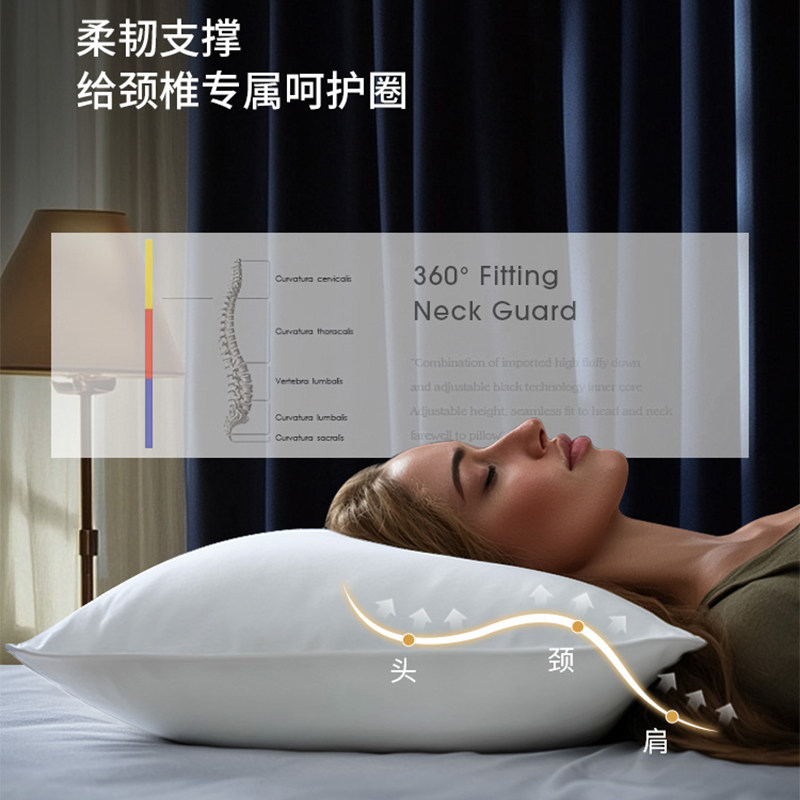 奢世希尔顿羽绒枕95白鹅绒枕头五星酒店专用护颈椎助睡眠枕芯礼盒,淘宝优惠券,粉丝福利购,淘宝优惠卷