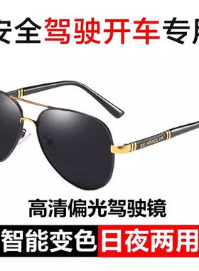 2025曓龙超轻飞行员太阳镜高清偏光时尚百搭日夜两用变色墨镜男潮