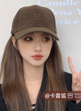 2025新款棒球帽女r磨毛春秋鸭舌帽子硬顶大头围显脸小圆脸宽帽檐