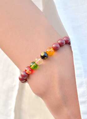 正品高含量朱砂五路财神手串东西南北中财神辰砂紫金砂男女本命年