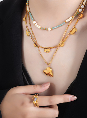 港风复古个性星芒项链钛钢18k金西太后百搭粗链子锁骨链饰品批发