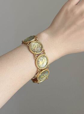 人鱼姬手镯老钱风手镯2026新款小众设计饰品中古Vintage复古饰品