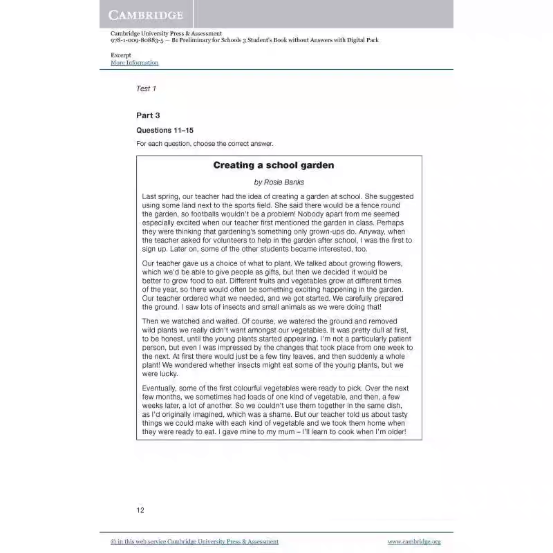 【正版现货】2025PET剑桥通用五级考试KEP青少版官方真题3校园版 新题型含答案+音频 - 图1