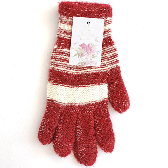Winter fashionable five-finger thickened warm knitted gloves (random color, 1 pair)