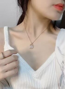 全新高定品质社交无压力康康包包项链18k金锁骨链莫桑满钻