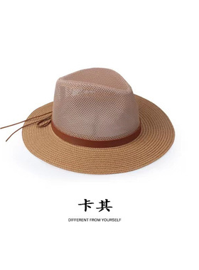 春夏季男帽 透气遮阳平沿网子牛仔帽防晒太阳帽沙滩帽子草帽凉帽