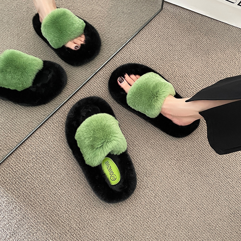 超火厚底毛毛拖鞋女外穿2025新款秋冬网红绒绒棉拖室内居家棉鞋子 - 图3