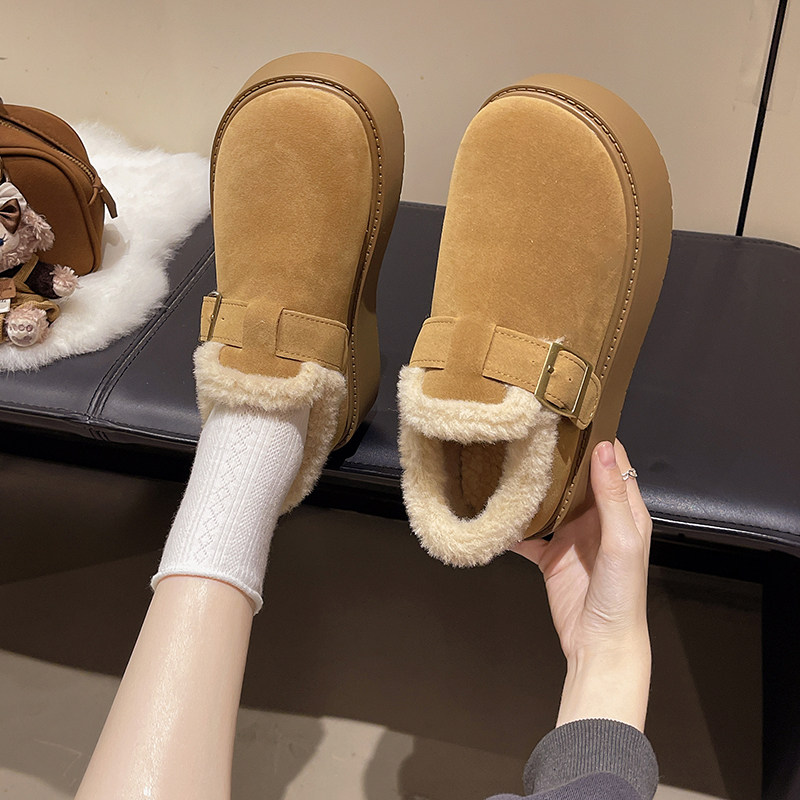 厚底加绒豆豆勃肯鞋女2025新款秋冬季外穿毛毛鞋子保暖棉鞋雪地靴,淘宝优惠券,粉丝福利购,淘宝优惠卷