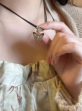 新中式蝴蝶双层复古锁骨链 【1条装】