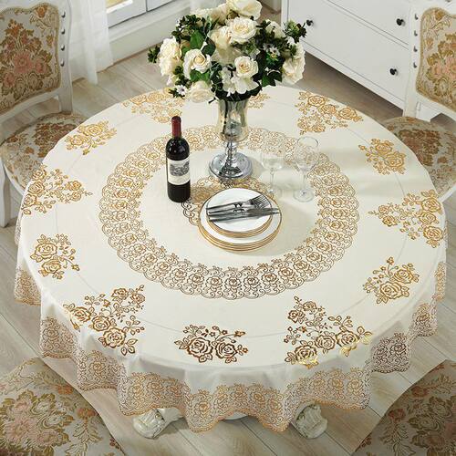 防水防油防烫免洗加厚PVC台布塑料大圆形餐桌布欧式覆膜圆桌桌布 - 图2