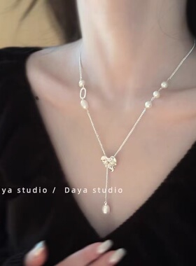 私藏的温柔 超仙法式银色简约爱心项链女高级感小众气质锁骨链
