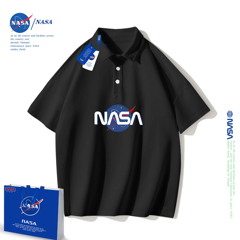 NASA联名童装夏季2024新款纯棉POLO衫短袖翻领T恤男女童半袖上衣 - 图0