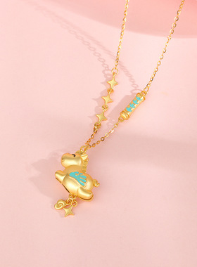 s925纯银可爱小飞马项链女时尚趣味锁骨链精致立体马上好运礼物