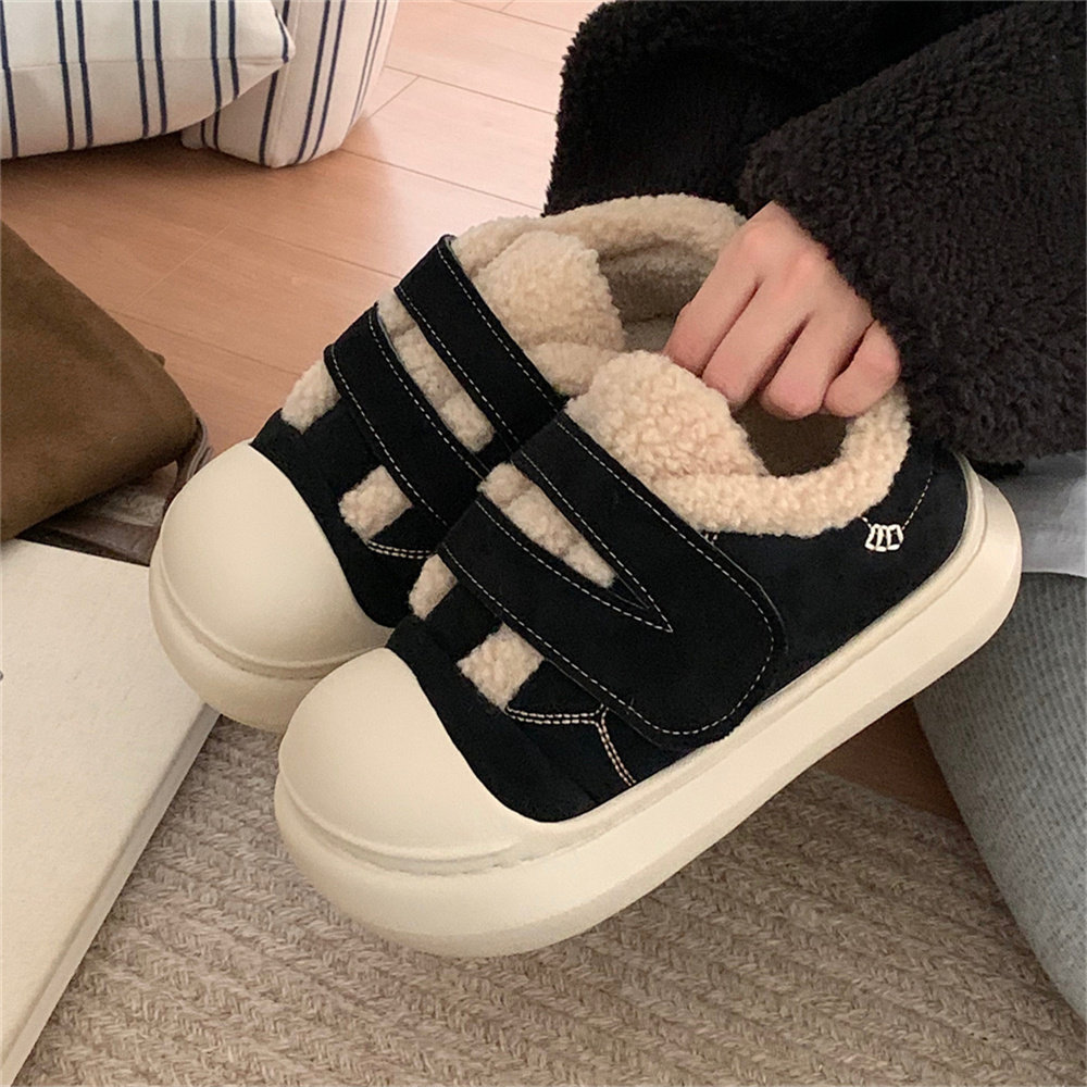 细细条 加绒魔术贴厚底毛毛鞋女冬季百搭保暖运动休闲板鞋棉鞋ins,淘宝优惠券,粉丝福利购,淘宝优惠卷