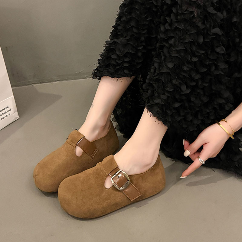 内增高厚底勃肯鞋女2025秋季新款一脚蹬豆豆鞋博肯单鞋乐福鞋鞋子 - 图2