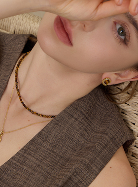 新款ARSIS蛇纹祥瑞双层叠链高级叠戴锁骨链轻奢毛衣链女爆款吊坠