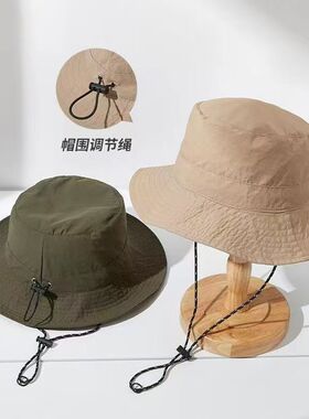 户外防晒渔夫帽可折叠收纳盆帽春夏季薄款帽子速干登山帽遮阳帽