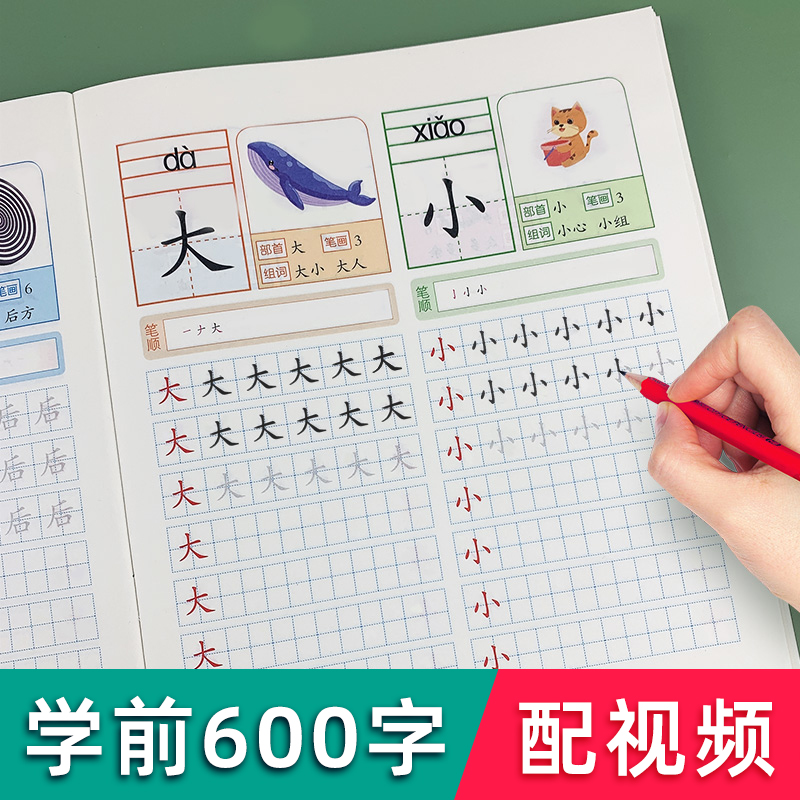 学前600字汉字描红本幼儿园初学者全套幼小衔接练字帖练字本一年级写字本学前班儿童宝宝字帖笔画笔顺练习写字入门基础大班小学生 - 图0