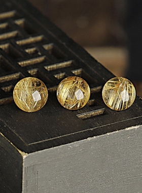 天然9A金发晶散珠巴西钛晶散珠