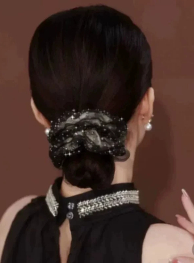 高级感韩版欧根纱发圈女满天星