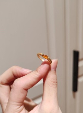 财不可挡女神简约小众设计复古珐琅工艺黄色招财转运轻奢百搭戒指