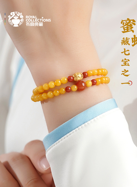 布达拉宫蜜蜡手串女款搭配南红小圆珠六字真言转运珠男女手链多圈