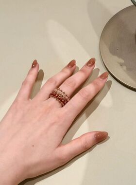 全新社交无压力高定品质柳钉戒指彩钻子弹头戒指红色绿黑18k