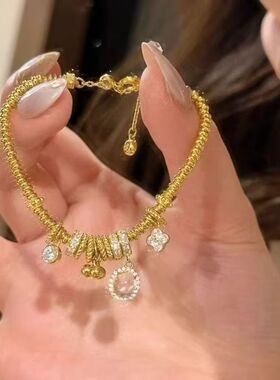 新中式金色盘缠跑环手链复古时尚小众设计百搭高级感手串手饰新款