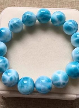 冰种海纹石蓝色水晶手链