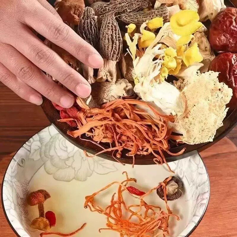 果官宣优选七彩菌汤包菌菇干货羊肚菌鹿茸菇煲汤材料批发虫草花