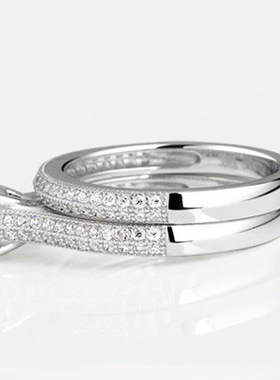 JZ033百合les韩版微镶套戒钻石求婚戒指50分情侣闺蜜眷恋如昔对戒