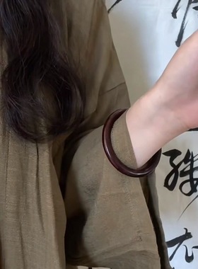 绿檀木手镯男女同款沉水级老料木质檀香味文玩饰品精致新中式礼物