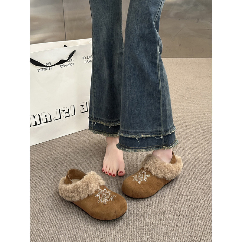 巨好看厚底加绒全包勃肯鞋两穿毛毛鞋女2025新款冬季雪地豆豆棉鞋,淘宝优惠券,粉丝福利购,淘宝优惠卷