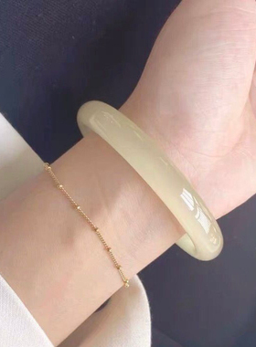 玉手镯女款古风中式阿富汗玉手镯女圆条冰透叮当碳酸盐质玉镯子